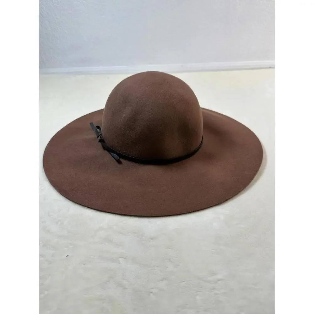 Women’s A New Day Wool Wide Brim Floppy Hat Brown Boho Fall Coastal Cowgirl